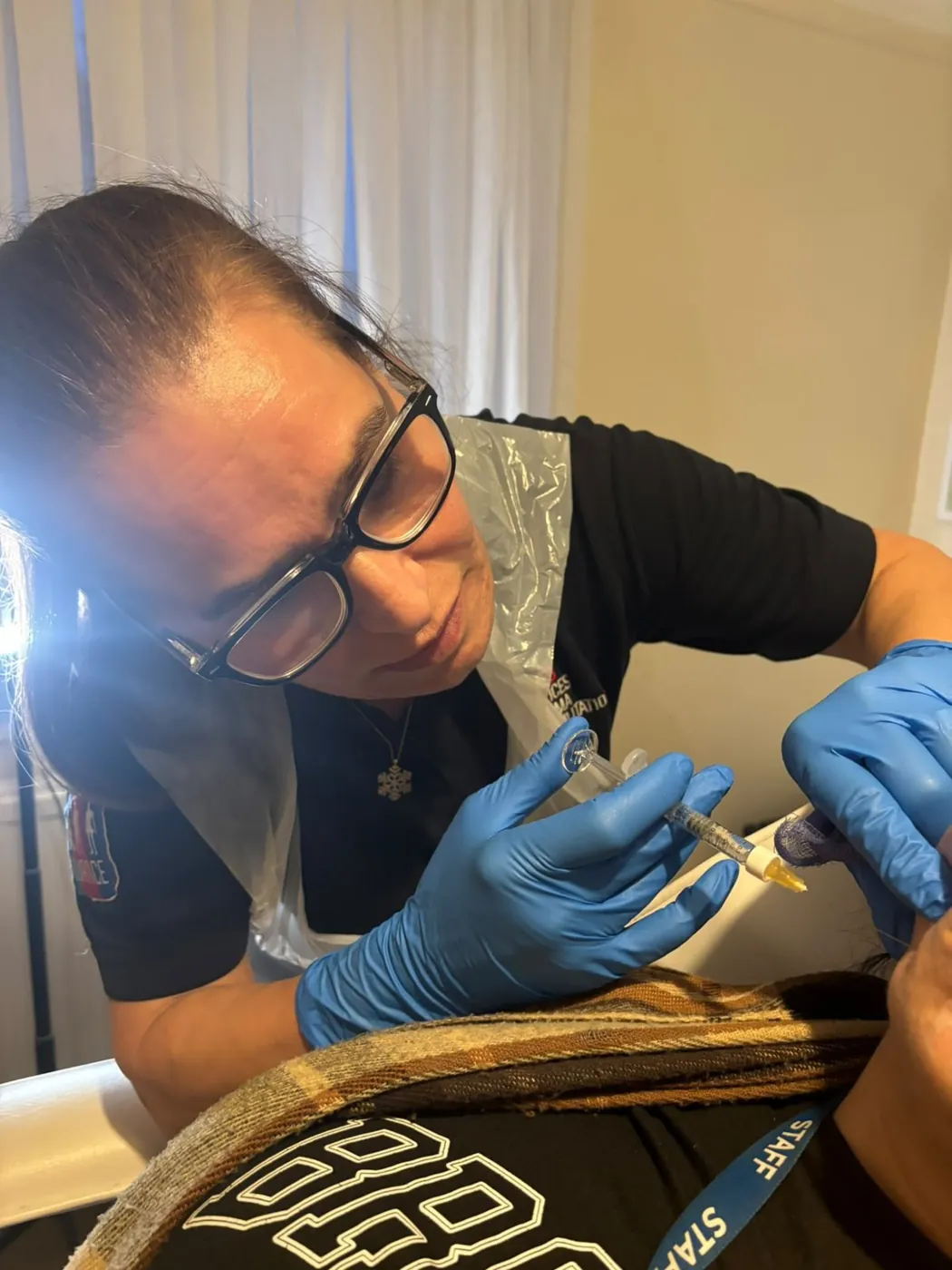 Mel Barge giving a skin booster treatment in Oakham