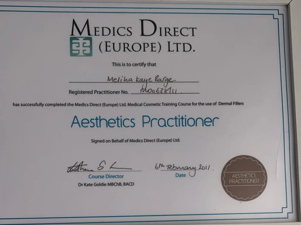 Certificate: Aesthetics Practitioner: dermal fillers, Medics Direct (Europe) Ltd, 2011