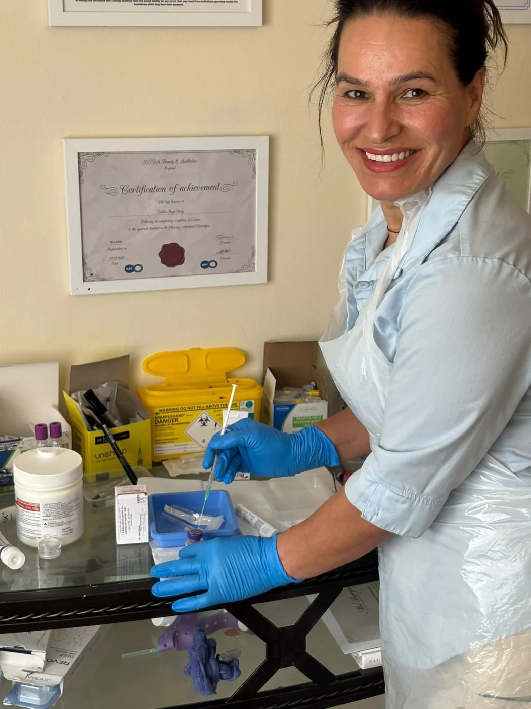 Mel Barge preparing anti-wrinkle injections in her private Oakham treatment room